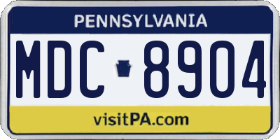 PA license plate MDC8904