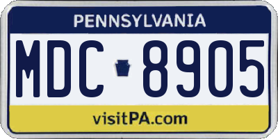 PA license plate MDC8905