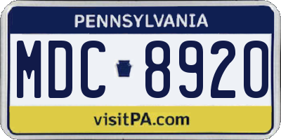 PA license plate MDC8920