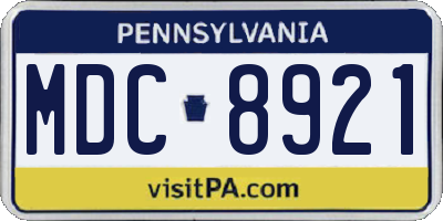 PA license plate MDC8921
