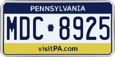 PA license plate MDC8925