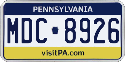 PA license plate MDC8926