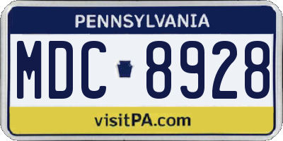 PA license plate MDC8928