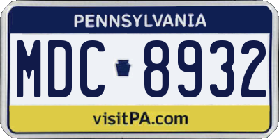 PA license plate MDC8932
