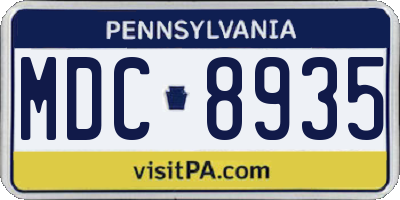 PA license plate MDC8935