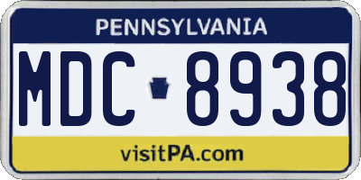 PA license plate MDC8938