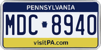 PA license plate MDC8940