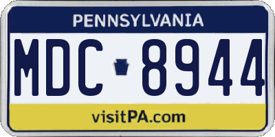 PA license plate MDC8944