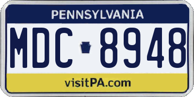 PA license plate MDC8948