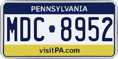 PA license plate MDC8952