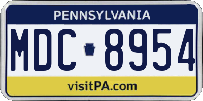 PA license plate MDC8954