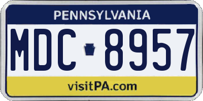 PA license plate MDC8957