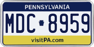 PA license plate MDC8959
