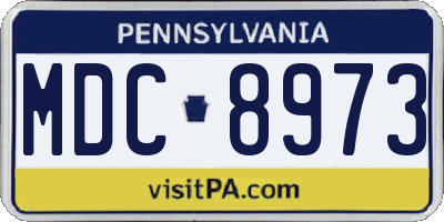 PA license plate MDC8973