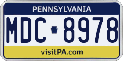 PA license plate MDC8978