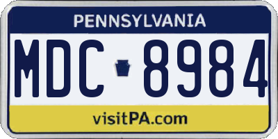 PA license plate MDC8984