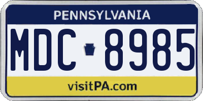 PA license plate MDC8985