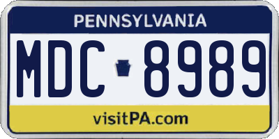 PA license plate MDC8989