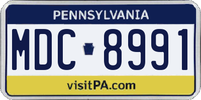 PA license plate MDC8991