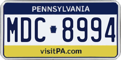 PA license plate MDC8994