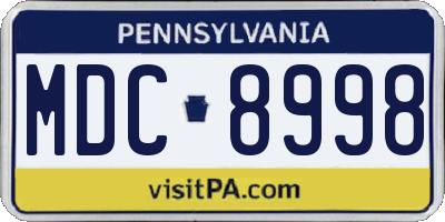 PA license plate MDC8998