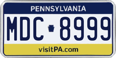 PA license plate MDC8999