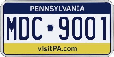 PA license plate MDC9001