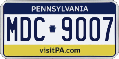 PA license plate MDC9007