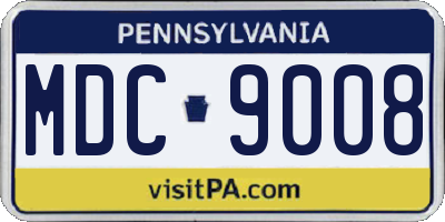 PA license plate MDC9008