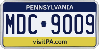 PA license plate MDC9009