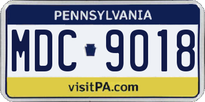 PA license plate MDC9018