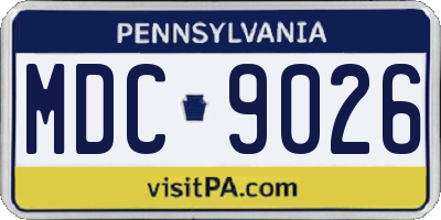 PA license plate MDC9026