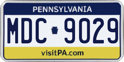 PA license plate MDC9029