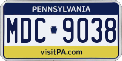 PA license plate MDC9038