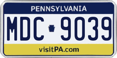 PA license plate MDC9039