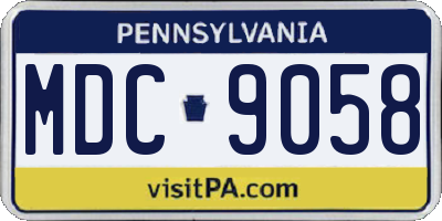 PA license plate MDC9058