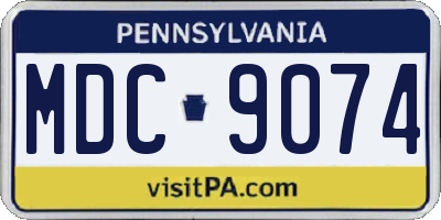 PA license plate MDC9074