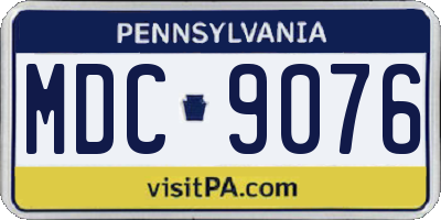 PA license plate MDC9076