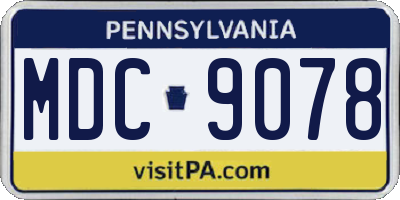 PA license plate MDC9078