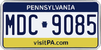 PA license plate MDC9085
