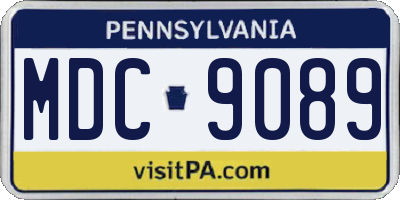PA license plate MDC9089