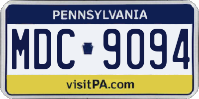 PA license plate MDC9094