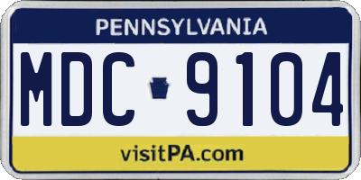 PA license plate MDC9104