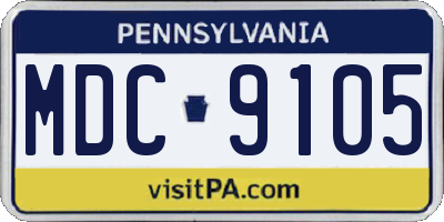 PA license plate MDC9105