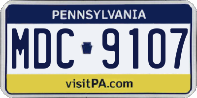 PA license plate MDC9107