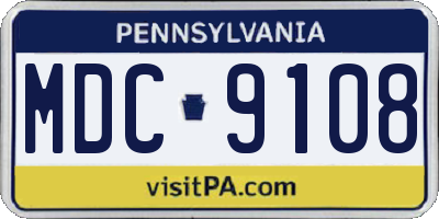 PA license plate MDC9108