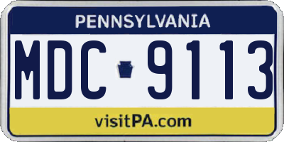 PA license plate MDC9113