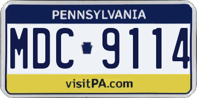 PA license plate MDC9114