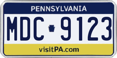 PA license plate MDC9123