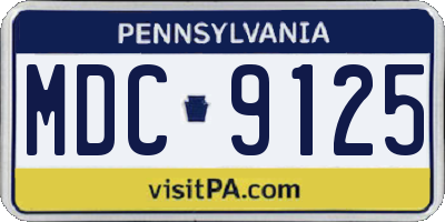 PA license plate MDC9125